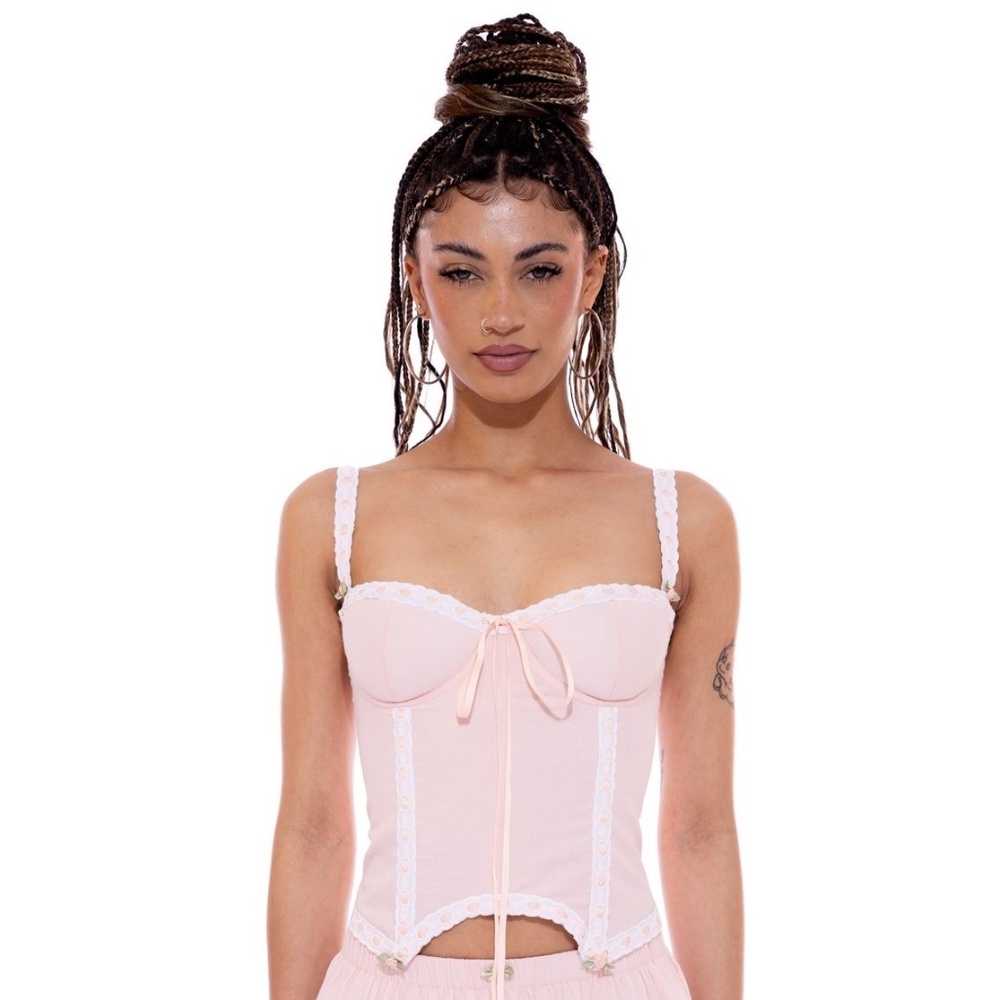 BNWT Kitteny Isabel corset top pink XS